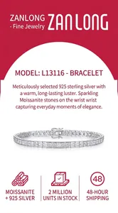 Detail view of S925 sterling silver moissanite tennis bracelet with secure box clasp