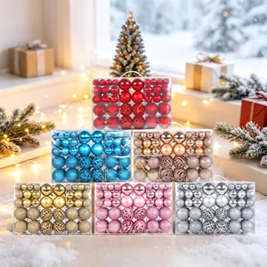 Christmas Baubles Ornaments Plastic Shatterproof Glossy Matte Glitter Hollow Christmas Tree Hanging Decor Holiday Party