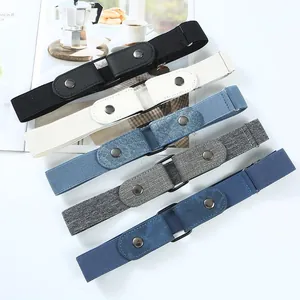 Assorted elastic belts in five colors with metal buckles for stylish decoration