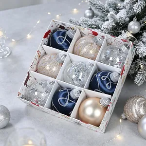 9pcs 8cm luxury Christmas ball ornaments set in decorative gift box