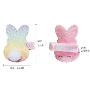 Vue détaillée montrant les dimensions des barrettes lapin de Pâques.