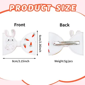 Pince à cheveux lapin de Pâques avec dimensions 8x6cm et vues avant et arrière