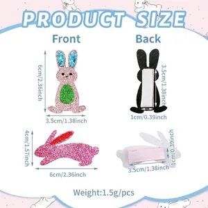 Dimensions et détails de taille des barrettes à cheveux lapin pailletées de Pâques