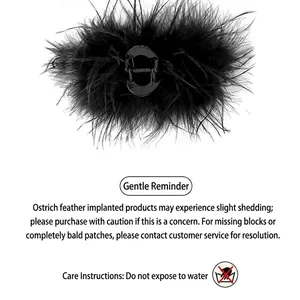 Elegant black ostrich feather hair claw clip, large size luxury fluffy shark clip