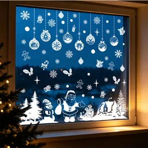 White Christmas static cling window stickers with Santa Claus and snowflake designs