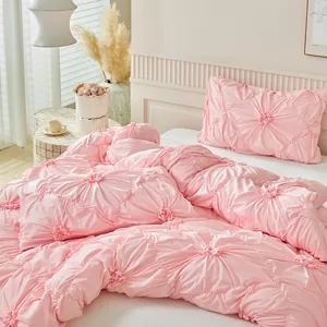 Elegante set di biancheria da letto rosa 3D con copripiumino e federe abbinate