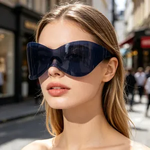 Futuristic Rimless Shield Sunglasses PC Oversized UV400 Protection Y2K Fashion Outdoor Sports Eyewear For Men Women