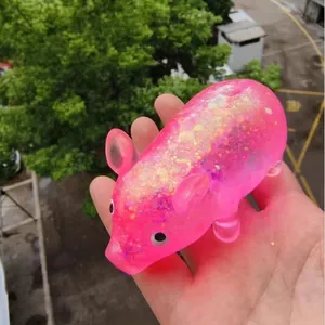 Glitzerndes rosa Schweinchen-Squishy-Spielzeug mit funkelnden Pailletten für Kinder