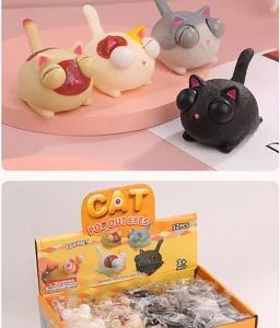 Giocattolo antistress gatto creativo con occhi pop out e scatola espositiva gialla