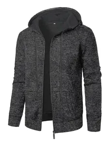 Gilet à capuche en maille sport pour homme avec tissu gris texturé et fermeture éclair