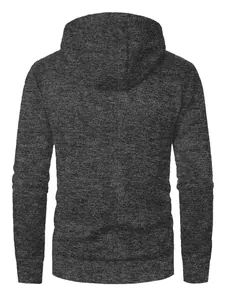 Vue arrière d'un sweat-shirt à capuche en maille jacquard gris chiné pour hommes