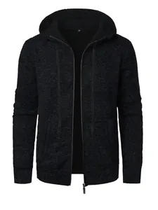 Vue détaillée du sweat à capuche en maille chinée pour homme avec fermeture éclair
