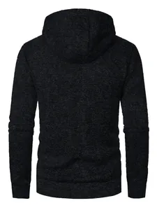 Vue arrière d'un sweat à capuche en maille texturée gris foncé pour homme, coupe nette