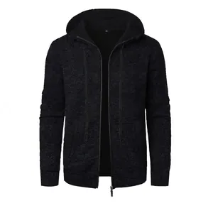Sweat à capuche en maille jacquard gris foncé pour homme, sport et loisirs