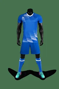 Professional blue soccer uniform set for men with jersey, shorts and tall socks