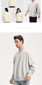 Detailed look at the premium 380g fleece round-neck sweatshirts on various models