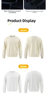 Macro detail of stitching and color options for 380g heavy crewneck sweatshirt