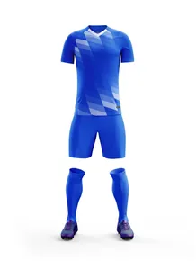 Professional royal blue soccer uniform kit including jersey, shorts and socks