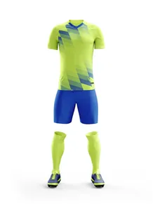 Professional neon green and blue soccer jersey training set for men and women