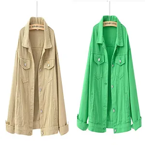 Chaquetas vaqueras informales y holgadas para mujer en color caqui y verde vivo