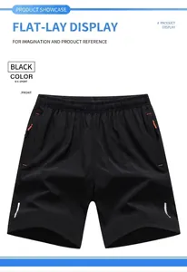 Pantaloncini sportivi neri da uomo ad asciugatura rapida con vita elastica, dettaglio
