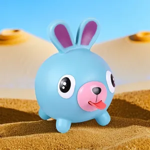 Funny blue rabbit squeeze toy with pop-out tongue for stress relief and sensory play
