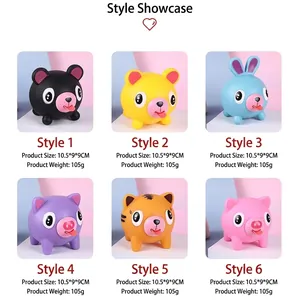 Set of 6 colorful animal squeeze toys with sticking tongue out for stress relief