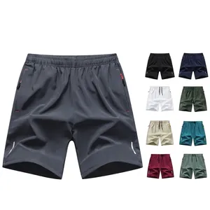 Pantaloncini Sportivi da Uomo ad Asciugatura Rapida Traspiranti Poliestere Elastan Casual Fitness Tasche con Cerniera Striscia Riflettente