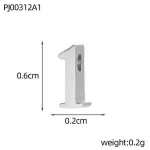 Number 1 stainless steel pendant charm with dimensions 0.6cm and weight 0.2g