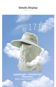 Chapeau de soleil léger avec masque et protège-nuque pour femme, poids 171g.