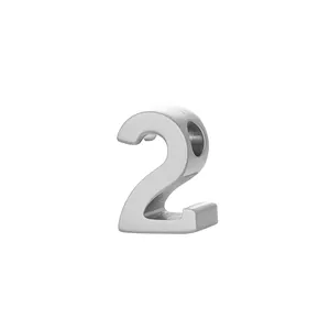 Premium polished silver stainless steel number 2 charm for DIY jewelry making sets.