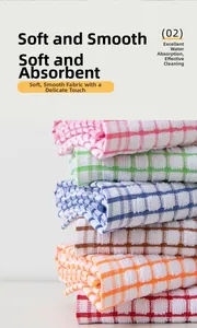 Detailweergave van zachte absorberende katoenen theedoeken met ruitjespatroon