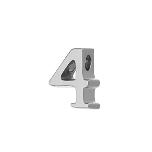 Polished silver stainless steel number 4 pendant for DIY jewelry and accessory making