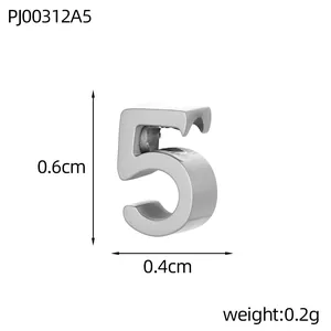 Detailed size chart for the stainless steel number 5 pendant charm DIY jewelry.