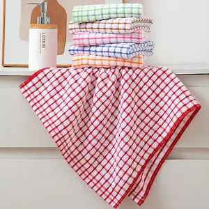 Soft absorbent cotton checkered tea towels for kitchen and home daily cleaning