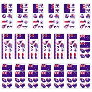 Detail view of 20 sheets New Zealand flag temporary tattoos for sports fans party.