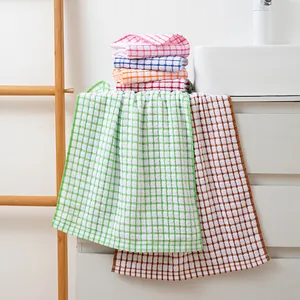 Soft absorbent cotton checkered tea towel for kitchen and home use in multiple colors