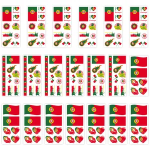 Set of Portugal national flag temporary tattoo stickers for world cup football fans
