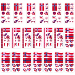 Norway flag temporary tattoo stickers for sports fans and world cup parties, 20 sheets set