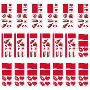 Detailed sheet of Morocco flag temporary tattoo stickers for World Cup sports fans
