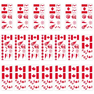 Red Canada flag temporary tattoo stickers with maple leaf designs for soccer fans