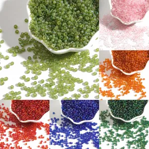 Handmade 2-4mm iridescent glass seed beads in multiple colors for DIY jewelry making