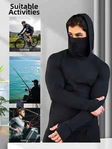 Men's quick-dry sun protection hoodie with integrated face mask for outdoor sports.