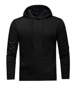 High-quality black men's hoodie featuring a drawstring hood and kangaroo pocket
