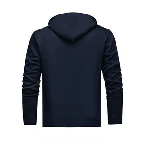 Back view of classic navy blue men's pullover hoodie casual streetwear daily wear