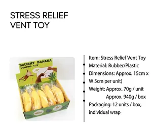 Detailansicht der Displaybox für weiche Bananen-Squishy-Spielzeuge mit Einzelverpackung