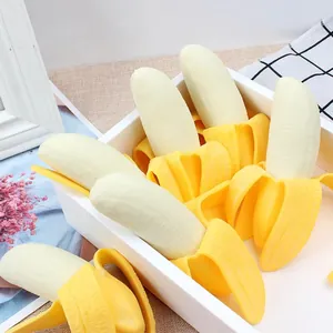 Realistic peeled banana squishy stress relief sensory toy set for kids and adults