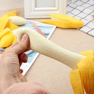 Realistic elastic peelable banana squeeze toy for stress relief and sensory play