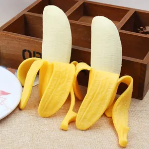 Realistic peeled banana squishy toy for stress relief, creative prank decompression toy