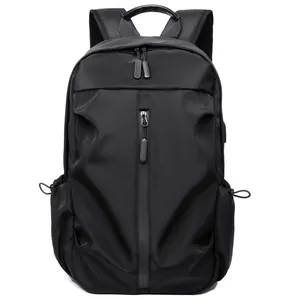 Minimalist Casual Polyester Backpack For Men Women 14 Inch Laptop Bag Fashion Travel Rucksack With USB Charging Port